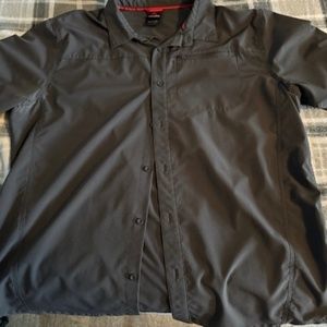 Men’s dark grey button down shirt